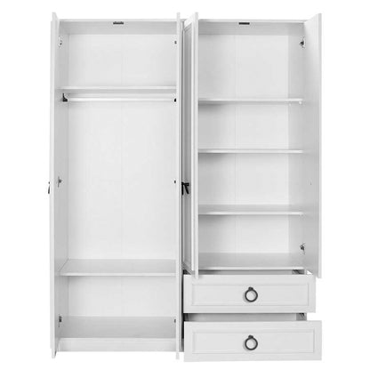 Ντουλάπα Ρούχων Hampton Τετράφυλλη Χρώμα Λευκό 140x52x185