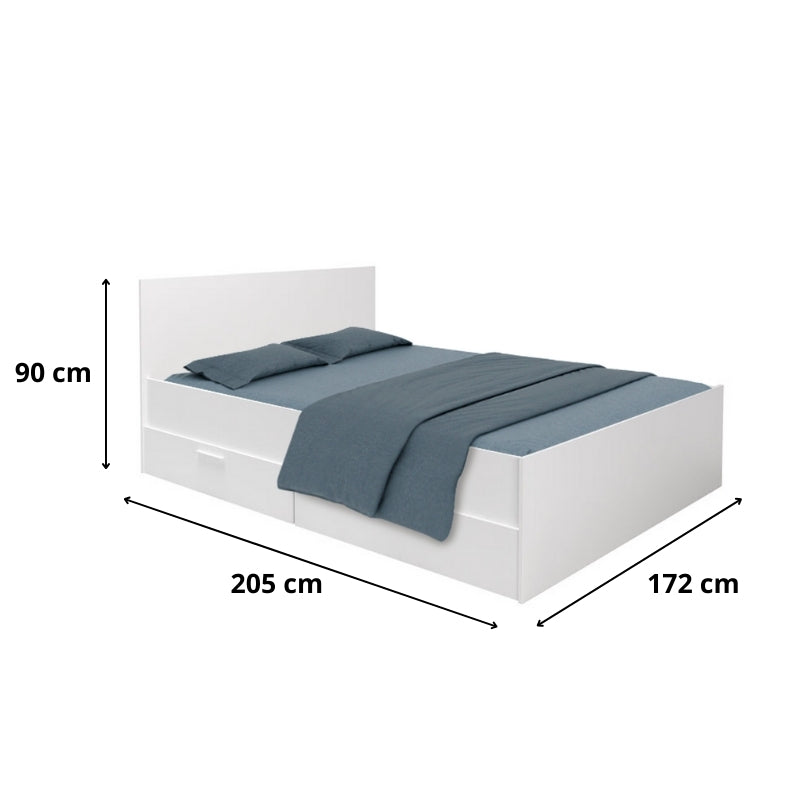 Κρεβάτι Montana με Συρτάρια Χρώμα Λευκό 160x200