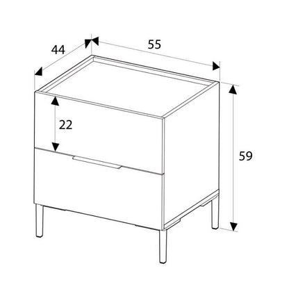 Κομοδίνο Oryana Χρώμα Καρυδί 55x44x59