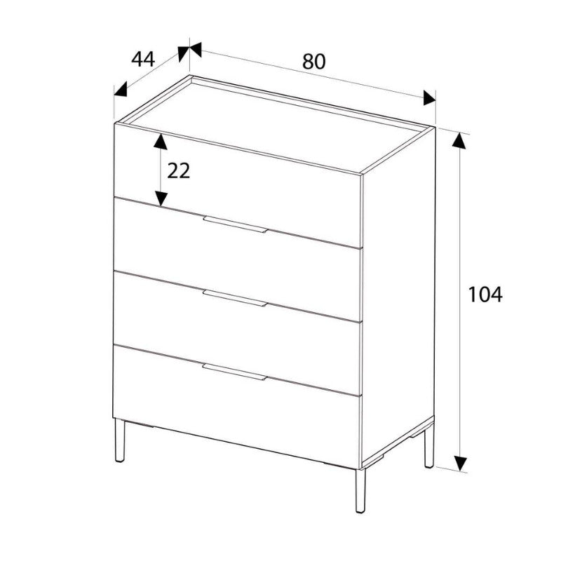 Συρταριέρα Oryana Χρώμα Καρυδί 80x44x104