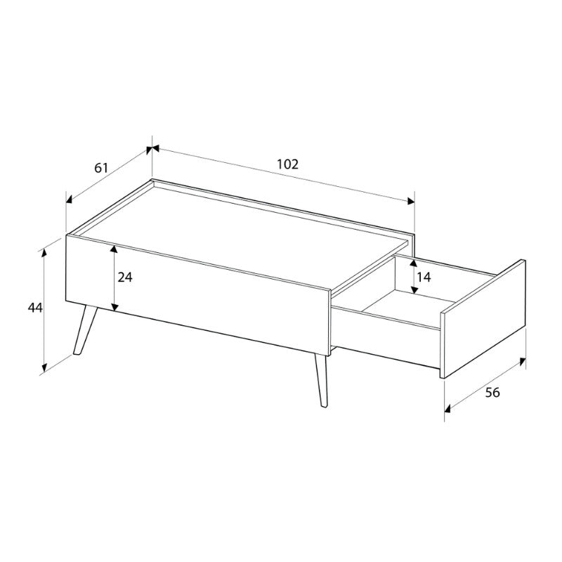 Τραπεζάκι Σαλονιού Luna Χρώμα Oak 102x61x44