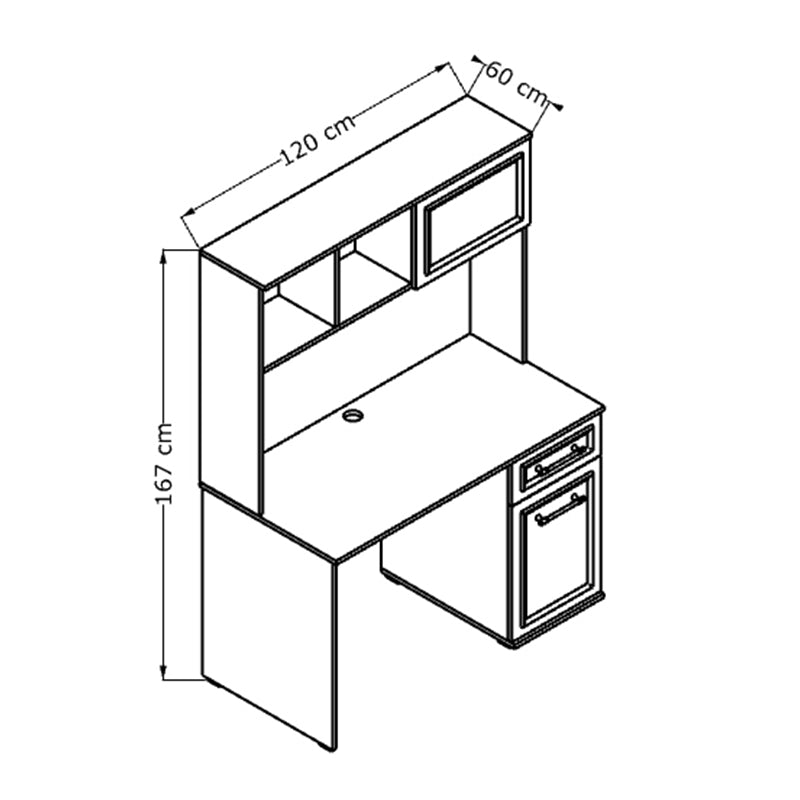 Γραφείο Εργασίας Country Χρώμα Λευκό 120x60x167