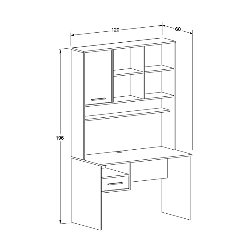 Γραφείο Εργασίας London Χρώμα Λευκό - Oak 120x60x196