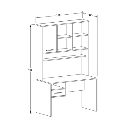 Γραφείο Εργασίας London Χρώμα Λευκό - Oak 120x60x196