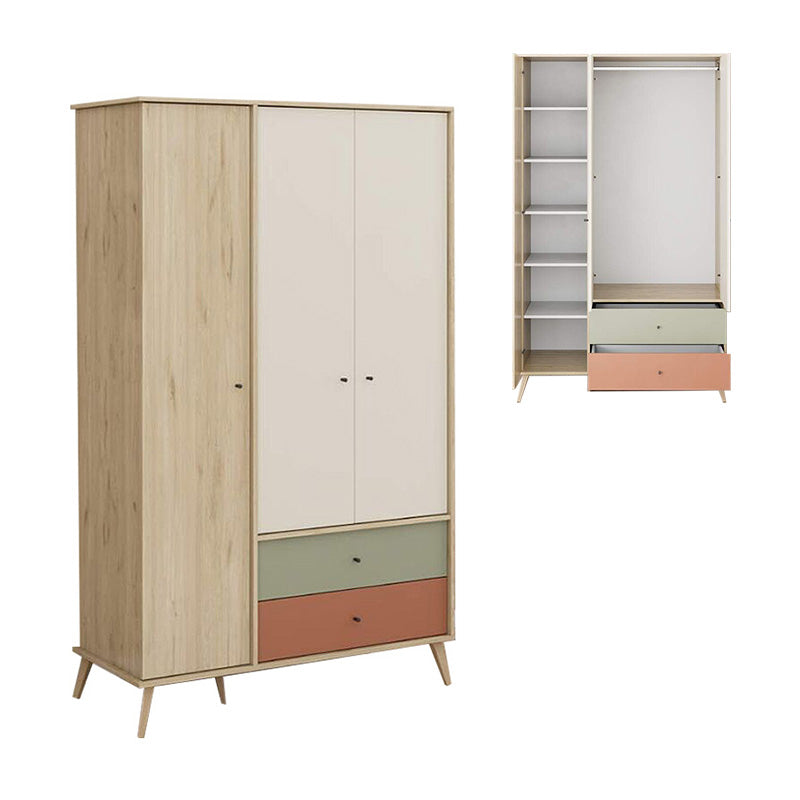 Ντουλάπα Ρούχων Terra Τρίφυλλη με Συρτάρια Χρώμα Florida Oak 121x54x200