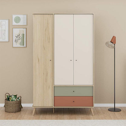 Ντουλάπα Ρούχων Terra Τρίφυλλη με Συρτάρια Χρώμα Florida Oak 121x54x200