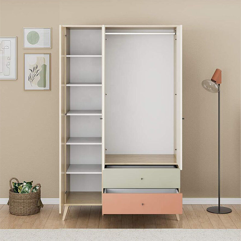 Ντουλάπα Ρούχων Terra Τρίφυλλη με Συρτάρια Χρώμα Florida Oak 121x54x200