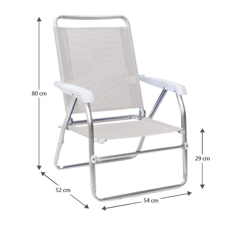Καρεκλάκι Παραλίας Alu Αλουμινίου Χρώμα Λευκό 54x52x80