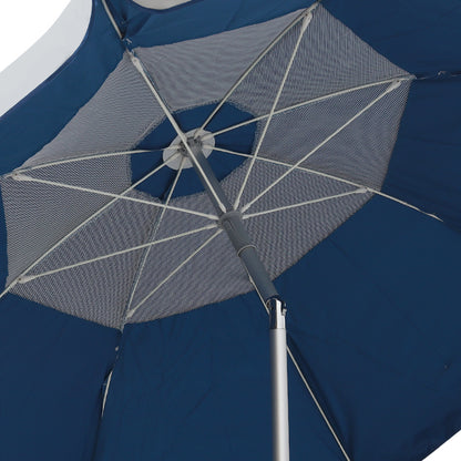 Ομπρέλα Θαλάσσης Αλουμινίου Malibu με UPF 50+ Προστασία Χρώμα Ασημί - Μπλε