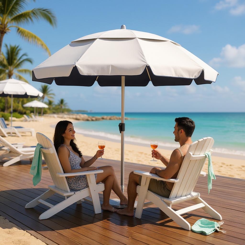 Ομπρέλα Θαλάσσης Αλουμινίου Malibu με UPF 50+ Προστασία Χρώμα Ασημί - Μπλε