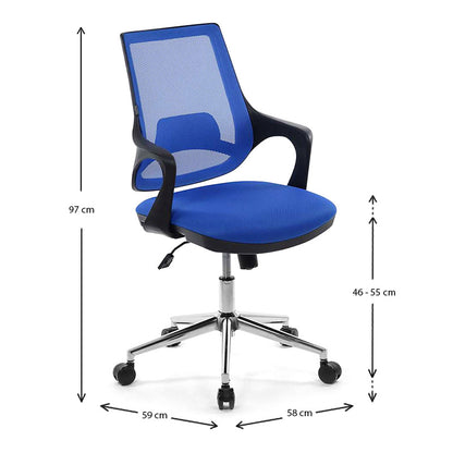 Καρέκλα Εργασίας Skagen Metal Υφασμάτινη Χρώμα Μπλε 58X59X97