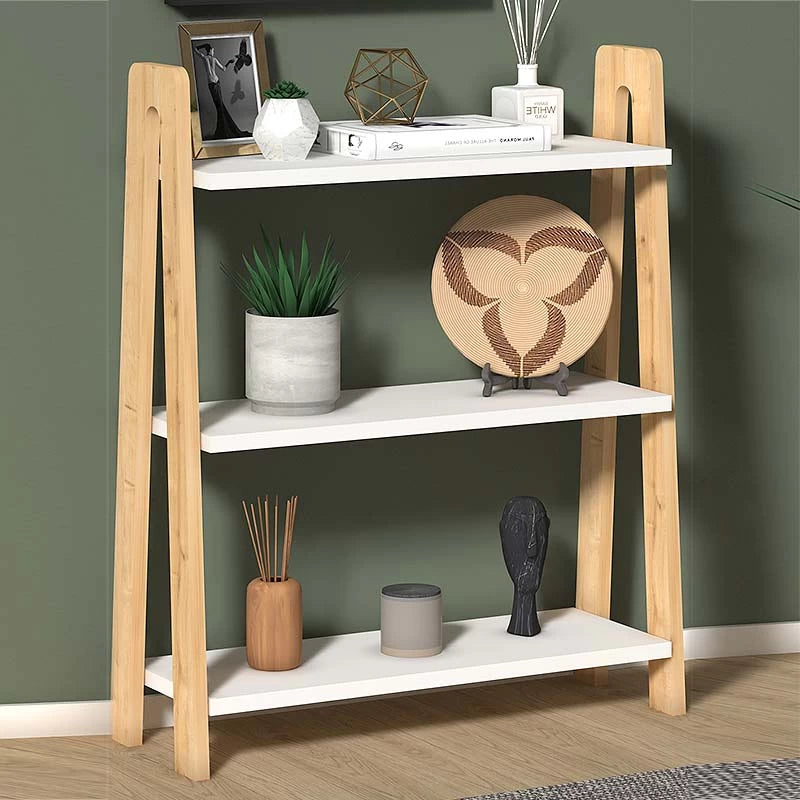 Βιβλιοθήκη Como Από Μελαμίνη Χρώμα Λευκό - Oak 63X22X80