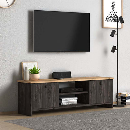 Έπιπλο Τηλεόρασης Cube Από Μελαμίνη Χρώμα Pine - Industrial Grey 120X30X40