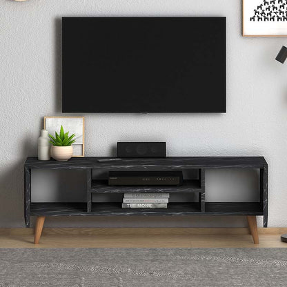 Έπιπλο Τηλεόρασης Etna Από Μελαμίνη Χρώμα Μαύρο Εφέ Μαρμάρου 120X30X40