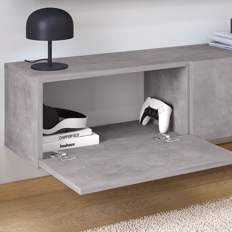 Έπιπλο Τηλεόρασης Επιτοίχιο Palm Χρώμα Γκρι Ρετρό 120x32x30