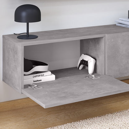 Έπιπλο Τηλεόρασης Επιτοίχιο Palm Χρώμα Γκρι Ρετρό 120x32x30