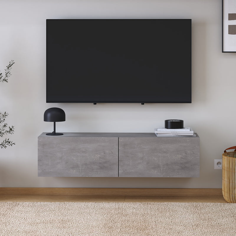 Έπιπλο Τηλεόρασης Επιτοίχιο Palm Χρώμα Γκρι Ρετρό 120x32x30