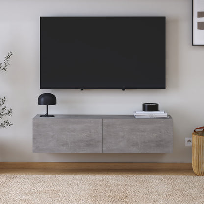 Έπιπλο Τηλεόρασης Επιτοίχιο Palm Χρώμα Γκρι Ρετρό 120x32x30