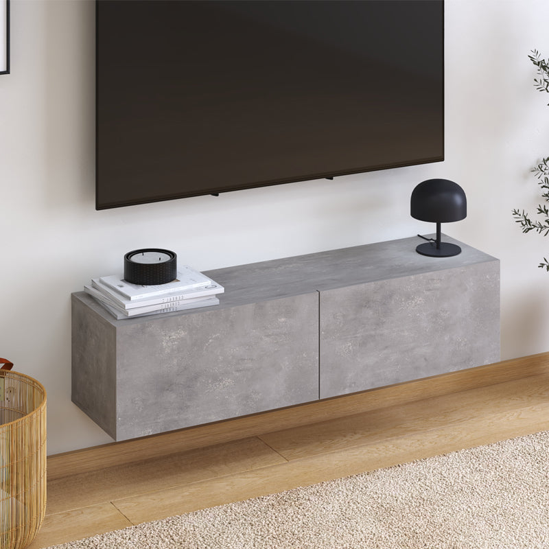 Έπιπλο Τηλεόρασης Επιτοίχιο Palm Χρώμα Γκρι Ρετρό 120x32x30