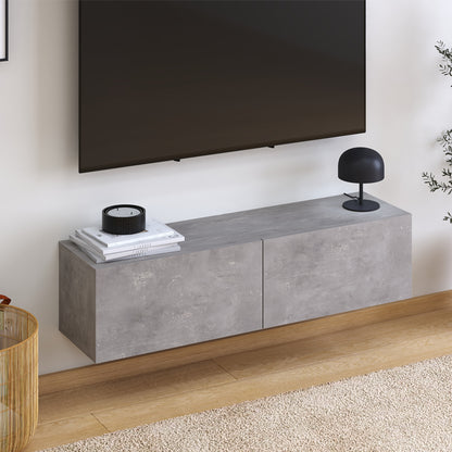 Έπιπλο Τηλεόρασης Επιτοίχιο Palm Χρώμα Γκρι Ρετρό 120x32x30