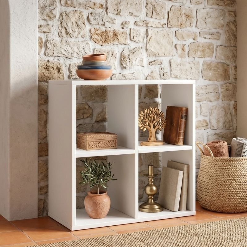 Βιβλιοθήκη Cube Χρώμα Λευκό 60x30x60