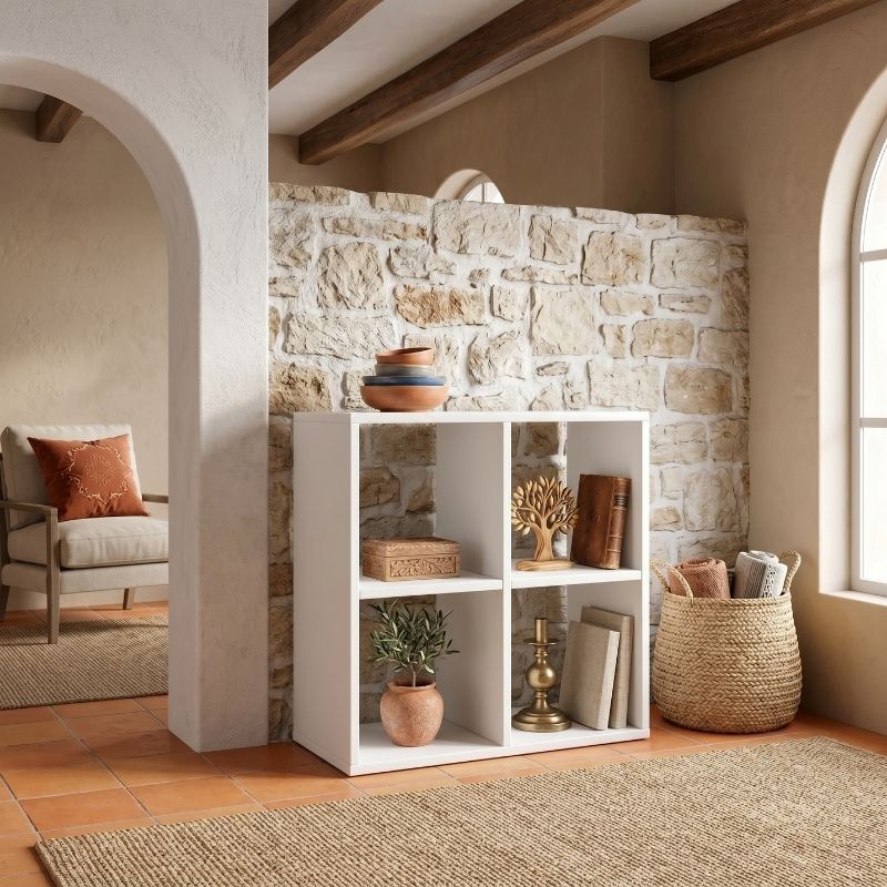 Βιβλιοθήκη Cube Χρώμα Λευκό 60x30x60