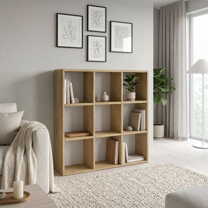 Βιβλιοθήκη Cube Χρώμα Sapphire Oak 90x30x90