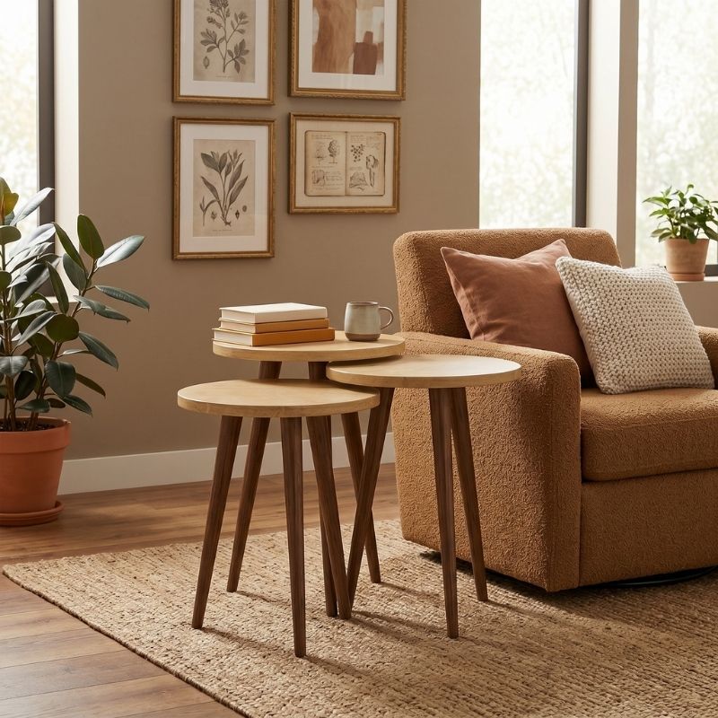 Τραπεζάκι Βοηθητικό Σετ 3 Τμχ Cruz Χρώμα Sapphire Oak Ø33x46