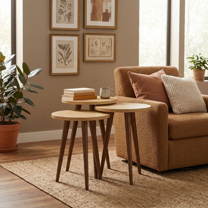 Τραπεζάκι Βοηθητικό Σετ 3 Τμχ Cruz Χρώμα Sapphire Oak Ø33x46