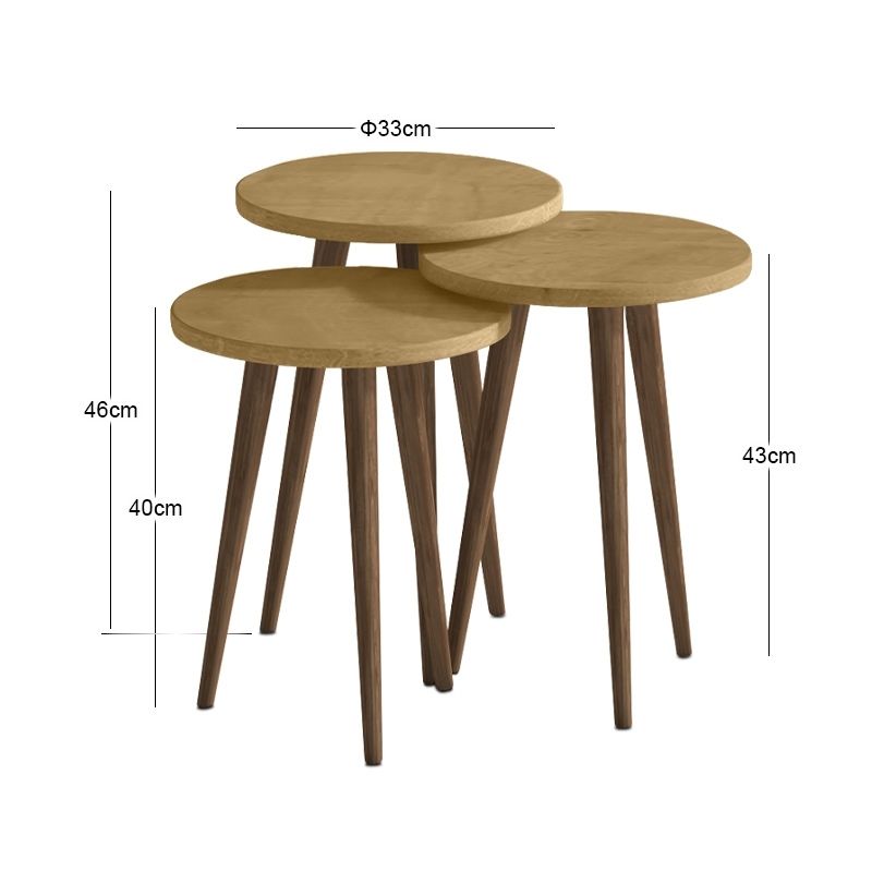 Τραπεζάκι Βοηθητικό Σετ 3 Τμχ Cruz Χρώμα Sapphire Oak Ø33x46