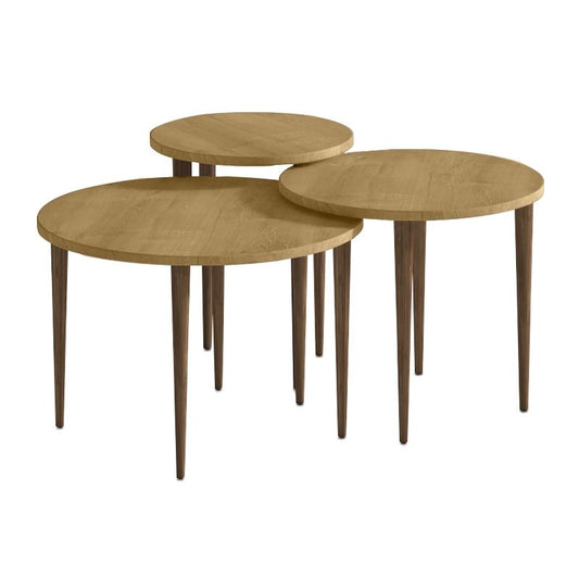 Τραπεζάκι Σαλονιού Σετ 3 Τμχ Nola Χρώμα Sapphire Oak Ø60x46