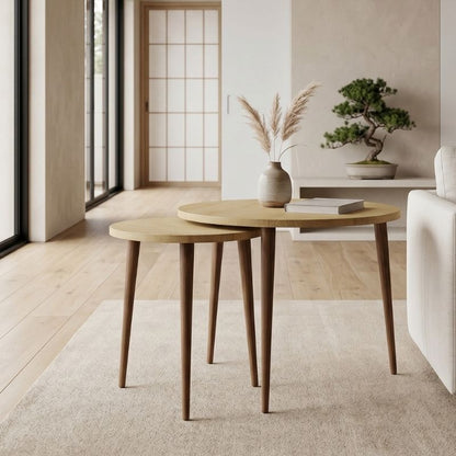 Τραπεζάκι Σαλονιού Σετ 2 Τμχ Nola Χρώμα Sapphire Oak Ø60x46