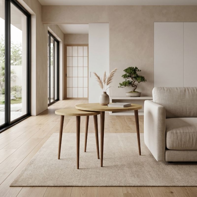 Τραπεζάκι Σαλονιού Σετ 2 Τμχ Nola Χρώμα Sapphire Oak Ø60x46