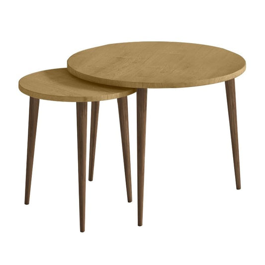 Τραπεζάκι Σαλονιού Σετ 2 Τμχ Nola Χρώμα Sapphire Oak Ø60x46