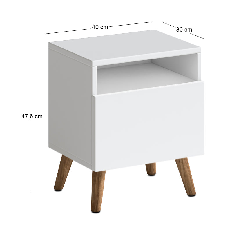 Κομοδίνο Sole Χρώμα Λευκό 40x30x47,6