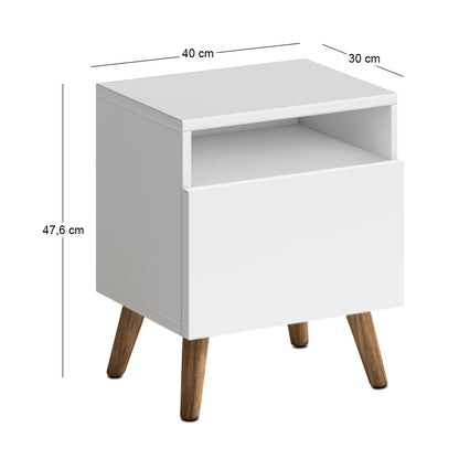 Κομοδίνο Sole Χρώμα Λευκό 40x30x47,6