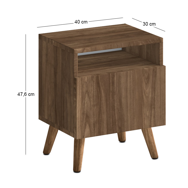 Κομοδίνο Sole Χρώμα Καρυδί 40x30x47,6