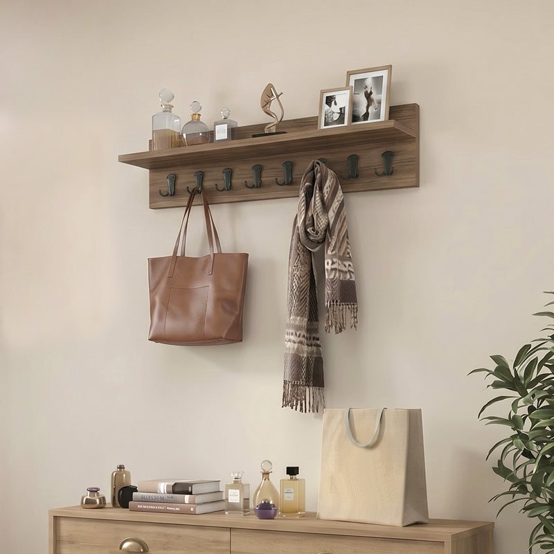 Κρεμάστρα Τοίχου Vettini Χρώμα Καρυδί 100x12x20