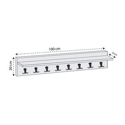 Κρεμάστρα Τοίχου Vettini Χρώμα Καρυδί 100x12x20
