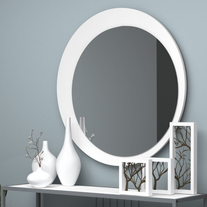 Καθρέπτης Τοίχου Moon Χρώμα Λευκό Ø88x2,2