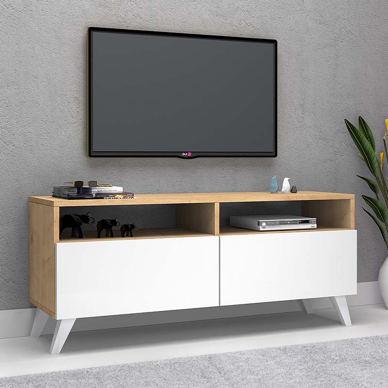 Έπιπλο Τηλεόρασης Encoy Από Μελαμίνη Χρώμα Sonoma - Λευκό 120X35X50