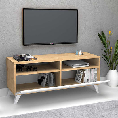 Έπιπλο Τηλεόρασης Encoy Από Μελαμίνη Χρώμα Sonoma - Λευκό 120X35X50