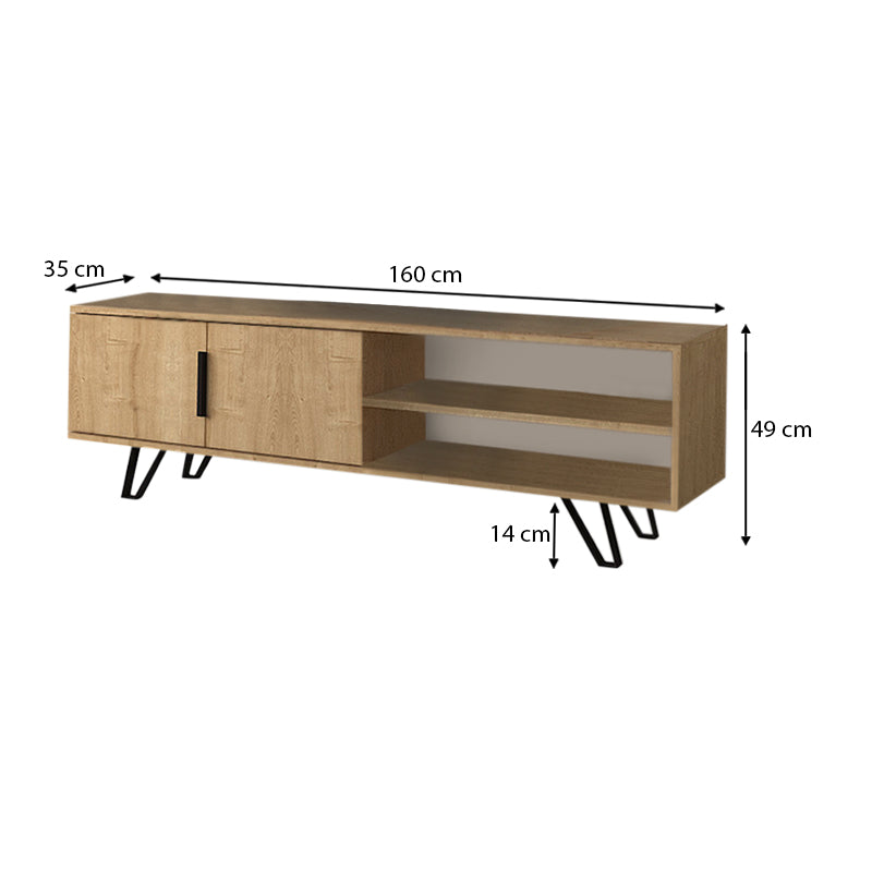 Έπιπλο Τηλεόρασης Foot από Μελαμίνη Χρώμα Sonoma 160X35X49