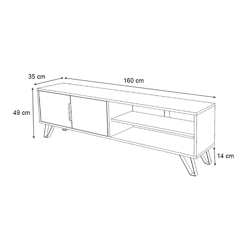 Έπιπλο Τηλεόρασης Foot Χρώμα Καρυδί 160x35x49