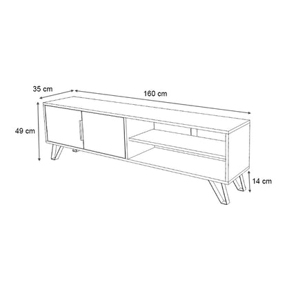 Έπιπλο Τηλεόρασης Foot Χρώμα Καρυδί 160x35x49