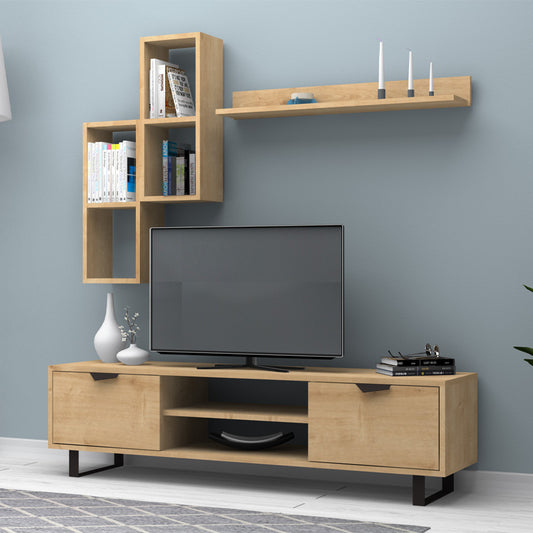 Σύνθεση Τηλεόρασης Lonsa Χρώμα Φυσικό Οξιάς 160x35x40