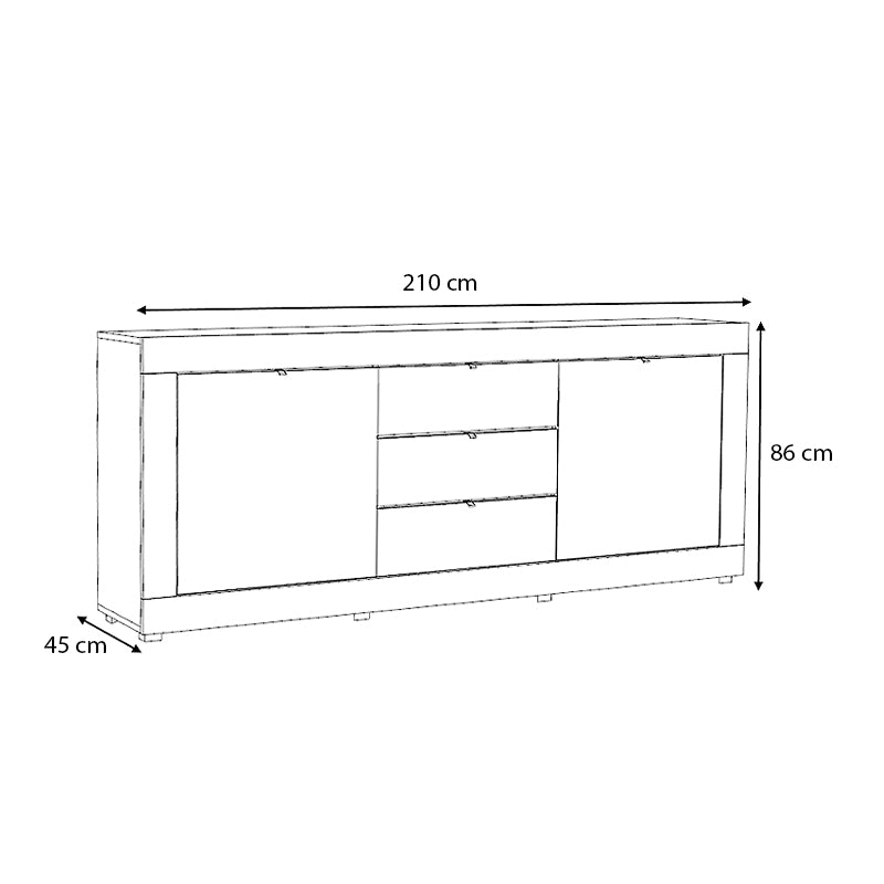 Μπουφές Μελαμίνης Ocean Χρώμα Λευκό 210X45X86