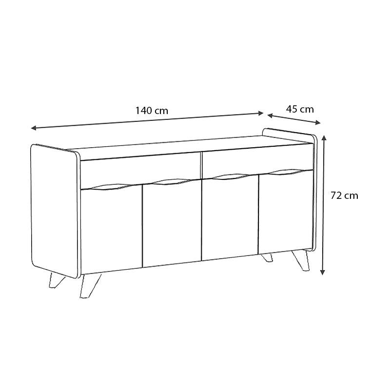 Μπουφές Μελαμίνης Sila Χρώμα Λευκό 140x45x72