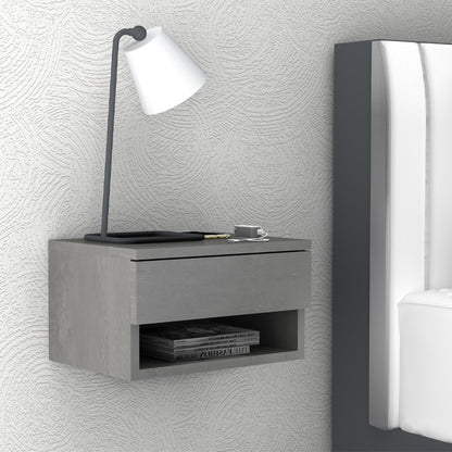 Κομοδίνο Επιτοίχιο Mary Χρώμα Γκρι Σκυροδέματος 40x30x23