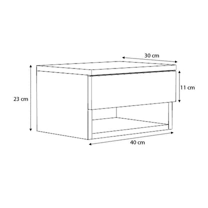 Κομοδίνο Επιτοίχιο Mary Χρώμα Γκρι Σκυροδέματος 40x30x23